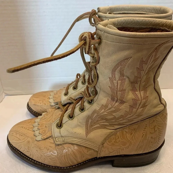 Vintage Larry Manhan Nattool Roper Boots Size 6.5 granny, core cowgirl leather - Picture 4 of 10